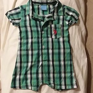 U.S. POLO 3/6mnths ~Plaid Romper~